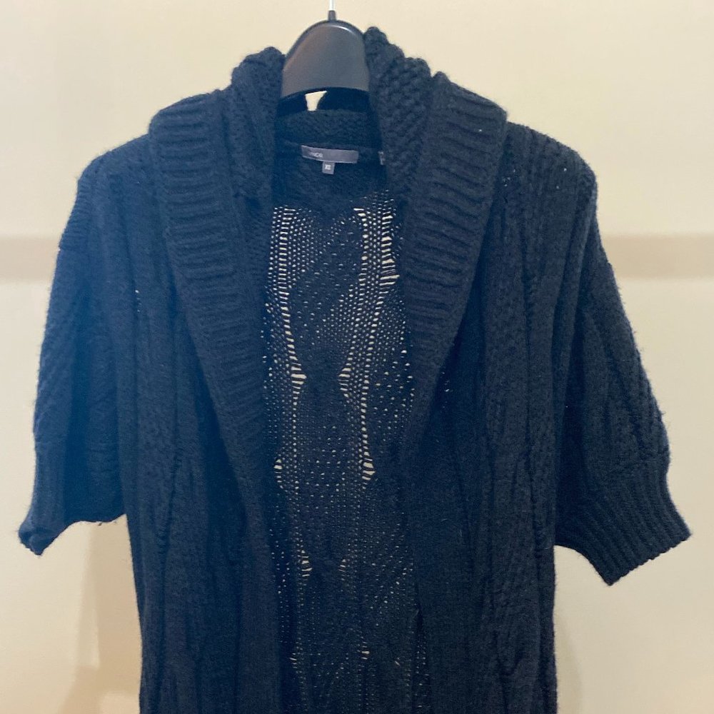 Vince Half Sleeve Sweater Coat w/Hood